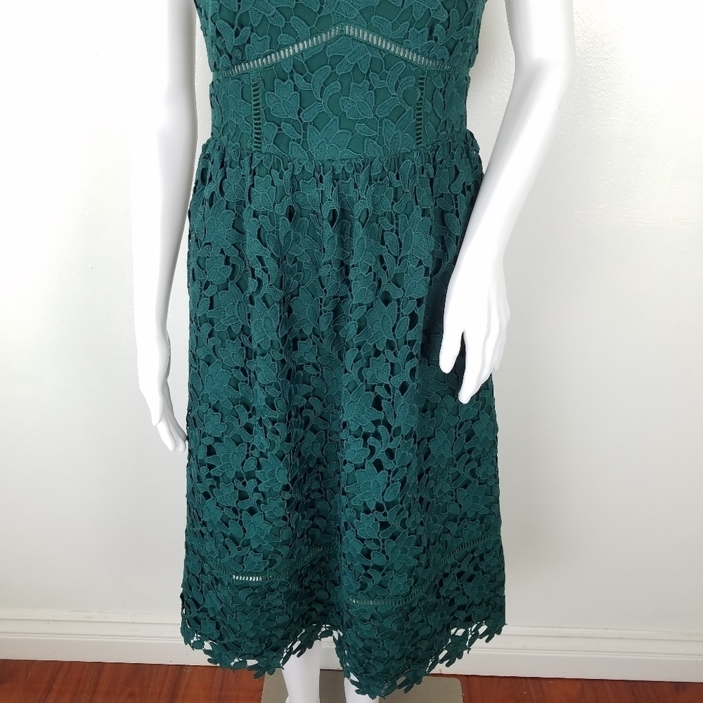 Club Monaco Green Lace Bolari Dress Size 2 - Picture 6 of 13